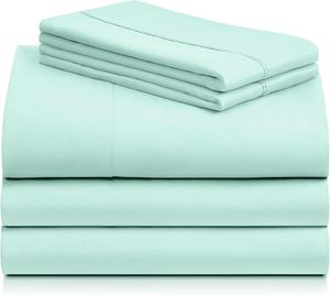 Комплект постельного белья LuxClub, 5 предметов, 274х260/100х203/51х91 см, аквамариновый