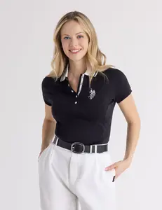 Футболка U.S. Polo Assn Stripe Collar Pique, черный