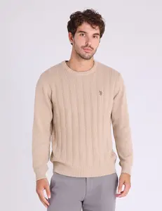 Свитер U.S. Polo Assn Vertical Textured Crew Neck, кремовый