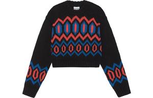 Узорчатый джемпер из органической шерсти GANNI, черный