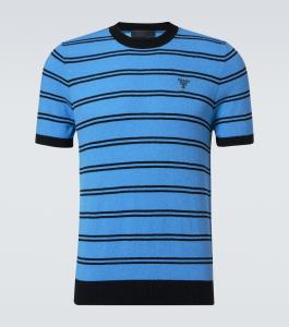 Полосатая рубашка из хлопка и шелка Prada, Nero+Azzurro