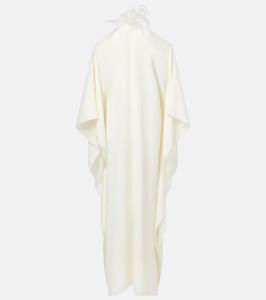 Платье с открытыми плечами, отделанное перьями Taller Marmo, Latte