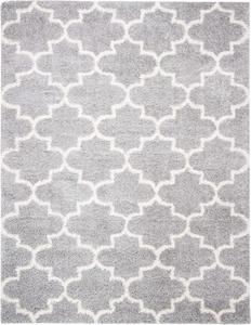 Ковер SAFAVIEH, 244 x 305 см, - коллекция Fontana Shag - большой - Grey & Cream, узор Trellis, не линяет и легко чистится, ультраплюшевый густой ворс, идеально для гостиной, спальни, столовой (FNT818G)