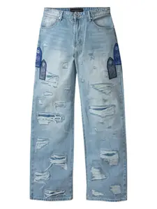 Прямые джинсы с прорезями Who Decides War, синий