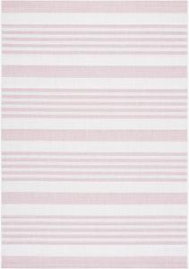 Ковер SAFAVIEH, 61 x 110 см, Courtyard Collection Ivory/Soft Pink CY8062 Stripe для дома и улицы, водонепроницаемый, легко чистится, для патио, заднего двора, прихожей
