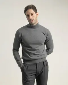 Мужской свитер с высоким воротником из хлопка PuroEgo, серый