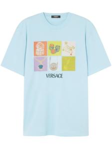 Versace футболка с графичным принтом, синий