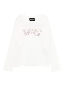 Футболка с блестящим логотипом Emporio Armani Kids, белый