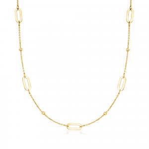 Ожерелье RS Pure от Ross-Simons из итальянского 14-каратного желтого золота с бусинами и скрепками Rs Pure, 16 In