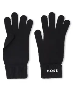 Детские перчатки черного цвета из хлопка BOSS Kidswear