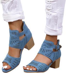 HINDOLA Женские черные босоножки с вырезами, на высоком толстом каблуке, с пряжкой на щиколотке, открытым носком, летние модные босоножки на устойчивом каблуке