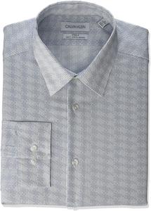 Мужская рубашка Calvin Klein Slim Fit, не требующая глажки, с принтом, Navy