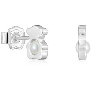Серьги Tous Small 8 mm Silver Bear With Cultured Pearls I-Bear, серебро