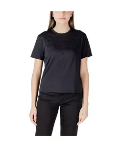 Черная хлопковая футболка с круглым вырезом Jacqueline De Yong, черный