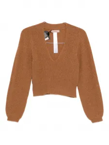 Свитер с V-образным вырезом Twinset, коричневый