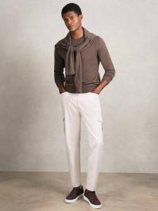 Rogan зауженные брюки карго из хлопкового материала Reiss, Stone