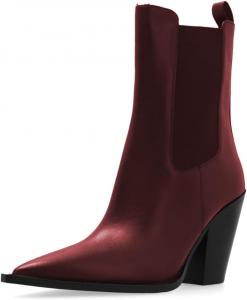 Женские ботильоны Maiyang с заостренным носком, на шнуровке, с грубым каблуком-челси, повседневные, теплые, офисные, короткие ботинки, размеры 4-16 US, Red