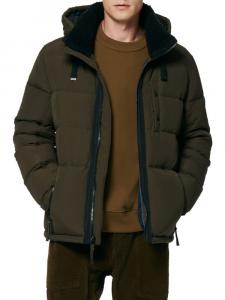 Мятый пуховик Hubble из искусственной овчины с капюшоном Andrew Marc, зеленый