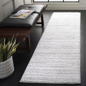 Ковер SAFAVIEH, 67 x 244 см, Rumi Shag Collection, ковер-дорожка, цвет light grey/ivory, геометрический рисунок, идеален для помещений с высокой проходимостью: гостиная, спальня, столовая (RMS110F)