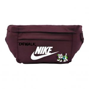 Nike Бежевый поясной рюкзак с белой печатью, White Cat Angel
