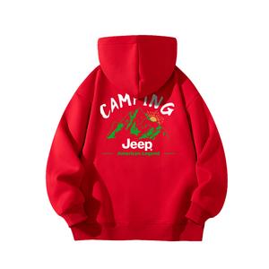 Свитшот для подростков Jeep, new year красный fleece-lined