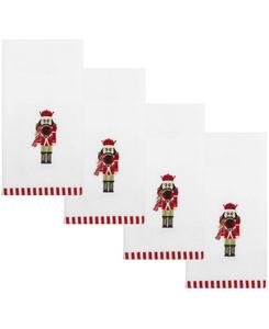 Набор из 4 хлопковых полотенец для кончиков пальцев «Щелкунчик» с мятным рисунком, размер 45 см (18 x 11 дюймов) Avanti, белый