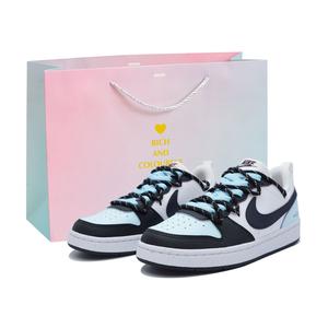 Nike Court Borough Cerulean Smile Abrasion Resistant низкие скейтбордские кроссовки Black Blue детские