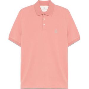 Детализированная поло с коротким рукавом Logo Brunello Cucinelli, оранжевый