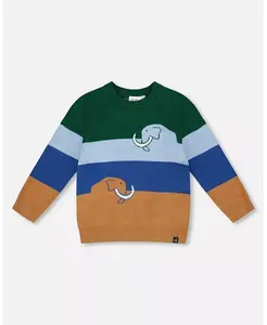 Вязаный свитер с длинными рукавами для мальчика, синий, зелёный и коричневый Deux par Deux
