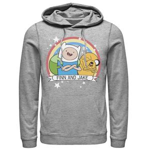 Мужская худи с радужным баннером Cartoon Network Adventure Time Finn & Jake Licensed Character