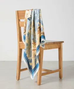 Большой шарф с принтом по всей поверхности, 90х90 см Colony 2139, цвет Navy