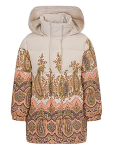 Пальто с капюшоном и узором пейсли ETRO KIDS, нейтральный
