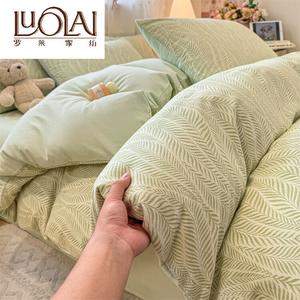 LUOLAI HOME Комплект постельного белья 2.0м, 220x240 см, простыня, зеленый Qianzhu