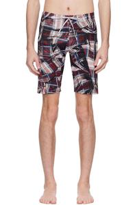 Красно-черные драпированные облегающие шорты для плавания в клетку Vivienne Westwood