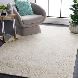 Ковер SAFAVIEH, 183 x 183 см, Abstract Collection — Grey & Ivory, ручной работы из шерсти, идеально для помещений с высокой проходимостью в гостиной, спальне (ABT425F)