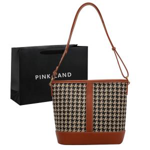 PINK·LAND Женская нагрудная сумка через плечо, Brown Houndstooth