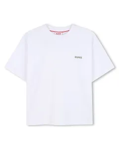 Детская хлопковая футболка Hugo, белый