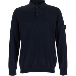 Поло с длинным рукавом и логотипом STONE ISLAND, синий