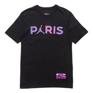 Футболка Paris Saint Germain повседневные спортивные с круглым вырезом с коротким рукавом Air Jordan, черный