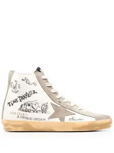 Высокие кеды с принтом Francy Journey GOLDEN GOOSE, белый