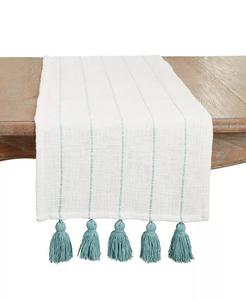 Настольная дорожка в полоску с кисточками, 16 x 72 дюйма Saro Lifestyle, зеленый