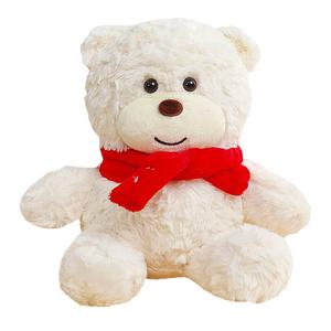 Плюшевый мишка в шарфе с сердцем, высота 25см/35см/50см MLING, Ecru