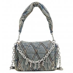 DIESEL Хлопковая сумка через плечо маленького размера женская тёмно-синяя, Dark Blue