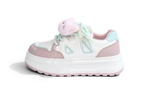 RENBEN Легкие амортизирующие скейтборд кеды на платформе для женщин розово-белые, цвет Pink White