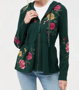 Термотолстовка с баской и металлическим эффектом, изумрудного цвета Johnny Was