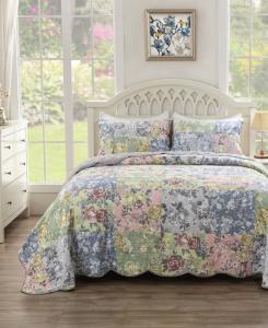 Комплект постельного белья Emma из 3 предметов с традиционным цветочным принтом, размер Full/Queen Greenland Home Fashions, Gray