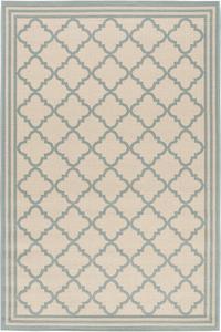 Ковер SAFAVIEH, 67 x 122 см, Beach House Collection Cream / Aqua BHS121L Moroccan Trellis Geometric для помещений и улицы, легко чистится, для патио, заднего двора, прихожей