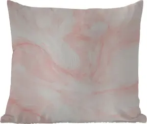 Подушка для улицы - Мрамор - Белый - Розовый - Пастельный - 45x45 см - Устойчива к атмосферным воздействиям - Подушка для отдыха - Фотоподушка - Декоративная подушка MuchoWow