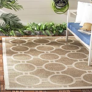 Ковер SAFAVIEH, 239 x 239 см, Washable Rug Outdoor Courtyard Collection - квадратный, Brown & Bone, без линьки и легкий в уходе, идеален для патио, заднего двора, прихожей (CY6924-242)