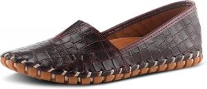 Женские мокасины Spring Step Kathaleta из премиальной кожи - удобные балетки с мягкой стелькой, резиновой подошвой и элегантной строчкой, Croco Bordeaux